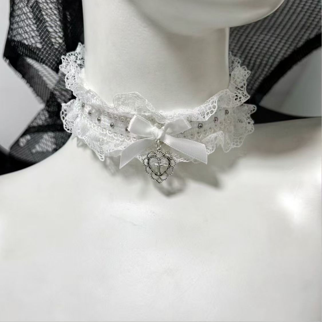 Goth zwarte kanten choker met  - Magnetic Clasp Cosplay recensie en prijs